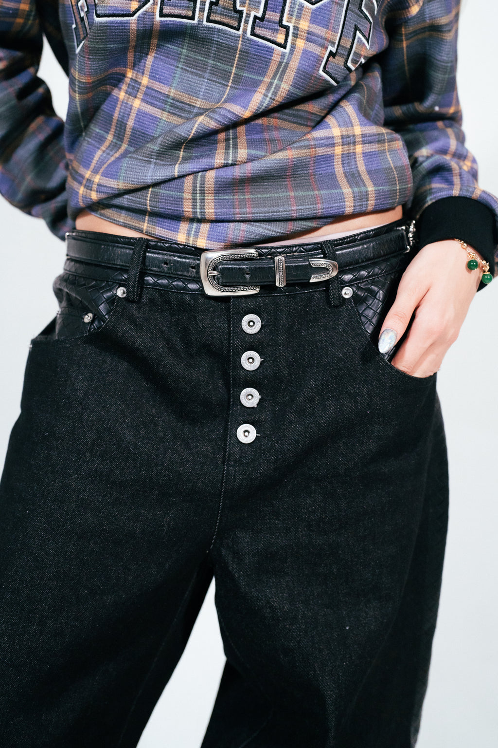 Agape Woven Leather Denim